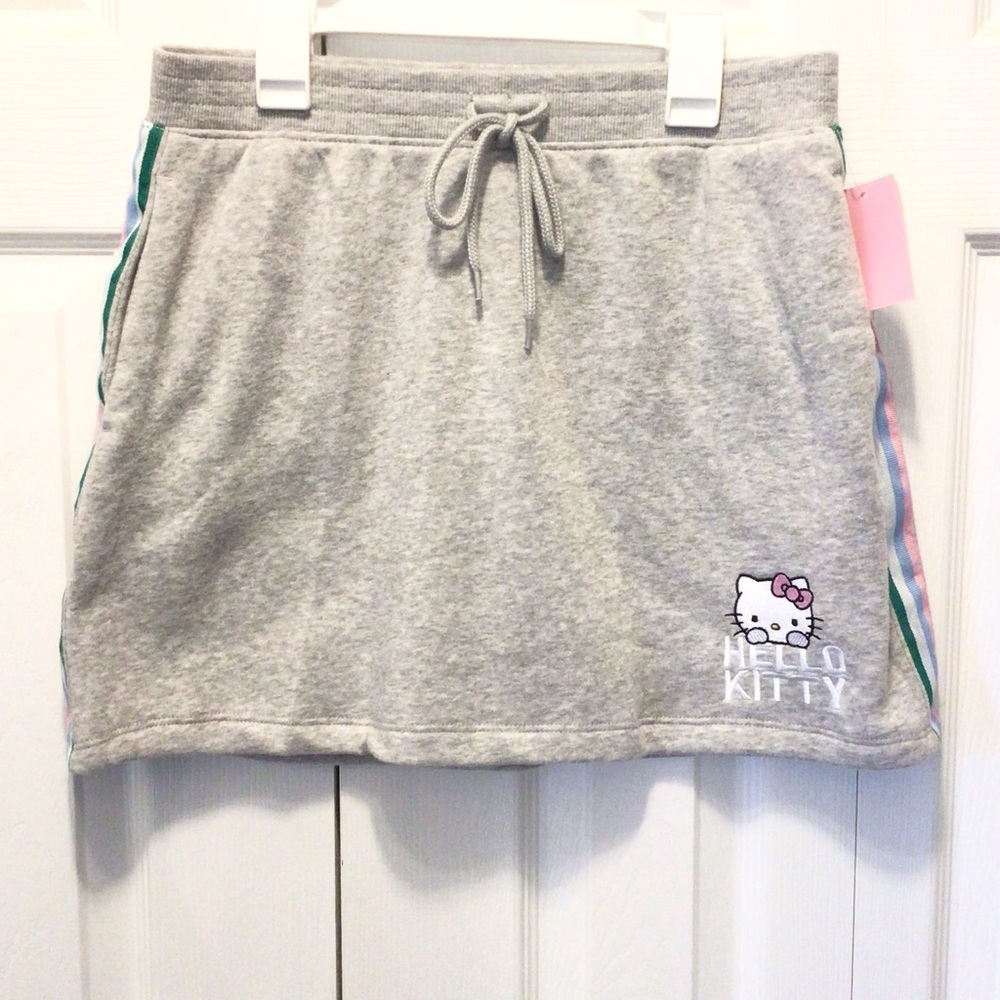 Hello Kitty Embroidered Logo Fleece Mini Skirt - Heather Gray